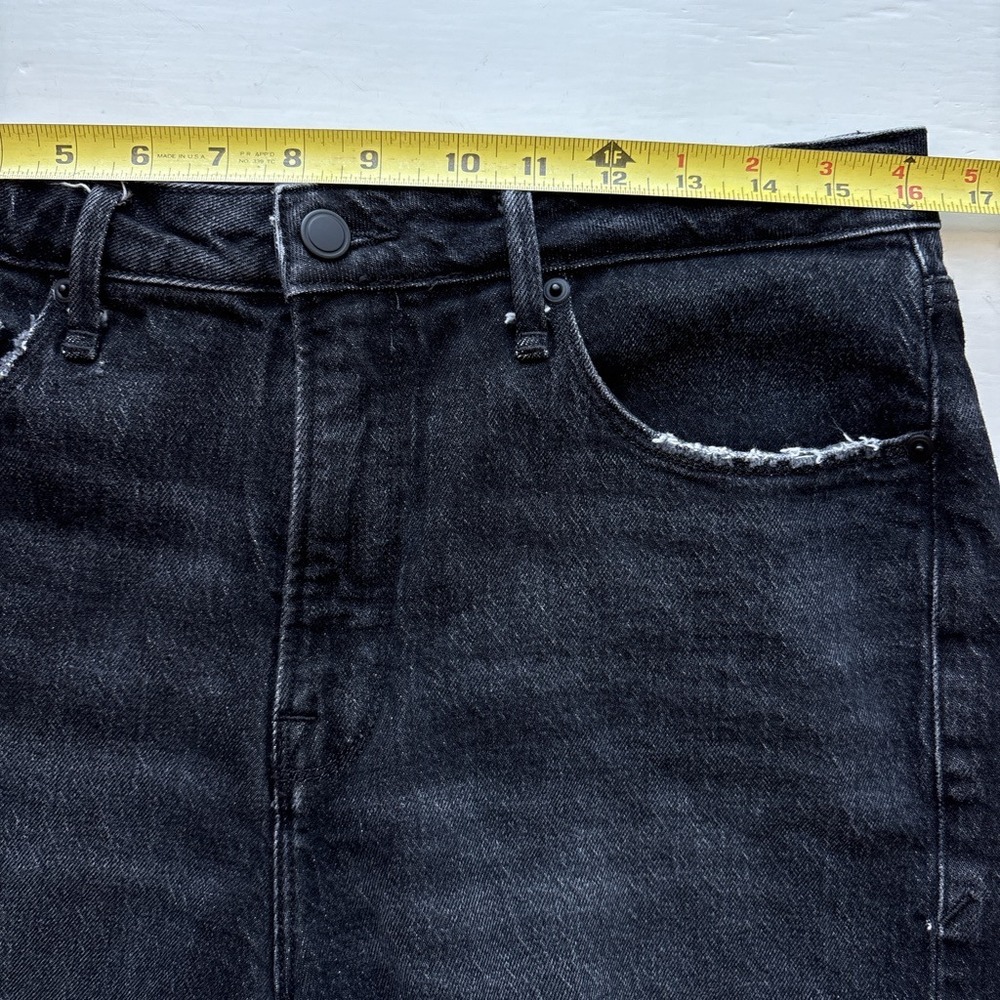 Good American Bermuda Womens 6/28 Shorts Black Raw Hem High Rise Distressed - Picture 4 of 6